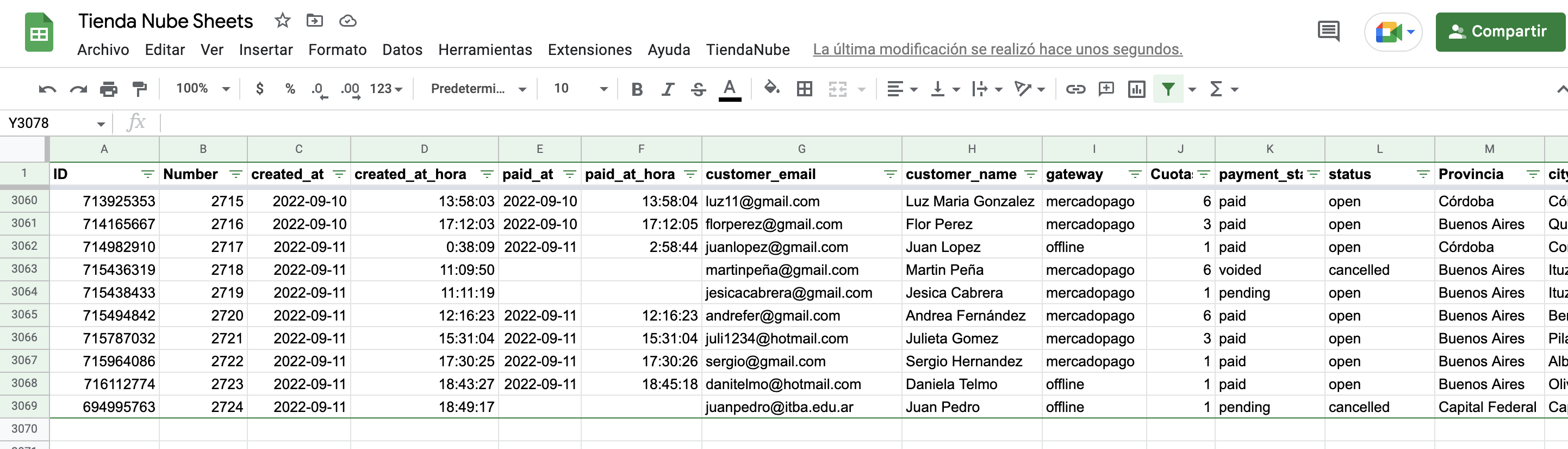 Sheets Central Aplicaciones Nube